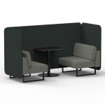 Brixworth 2 Seater Bench Booth With Black Legs And Black Table With Black Leg In Rivet Fabric - Charcoal Panels And Vitreous Sofa SF003395