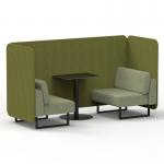 Brixworth 2 Seater Bench Booth With Black Legs And Black Table With Black Leg In Rivet Fabric - Olive Panels And Burnish Sofa SF003397