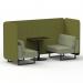 Brixworth 2 Seater Bench Booth With Black Legs And Black Table With Black Leg In Rivet Fabric - Olive Panels And Burnish Sofa SF003397