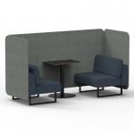 Brixworth 2 Seater Bench Booth With Black Legs And Black Table With Black Leg In Rivet Fabric - Prime Panels And Crucible Sofa SF003398