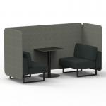 Brixworth 2 Seater Bench Booth With Black Legs And Black Table With Black Leg In Rivet Fabric - Vitreous Panels And Charcoal Sofa SF003399