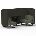 Brixworth 2 Seater Bench Booth With Black Legs And Black Table With Black Leg In Main Line Flax Fabric - Temple Panels And Monument Sofa SF003409