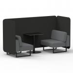 Brixworth 2 Seater Bench Booth With Black Legs And Black Table With Black Leg In Synergy Fabric - Mix Panels And Partner Sofa SF003414