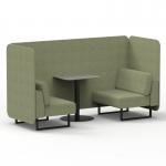 Brixworth 2 Seater Bench Booth With Black Legs And Grey Table With Black Leg In Rivet Fabric - Burnish Panels And Sofa SF003424