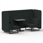Brixworth 2 Seater Bench Booth With Black Legs And Grey Table With Black Leg In Rivet Fabric - Charcoal Panels And Sofa SF003425