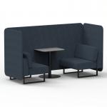 Brixworth 2 Seater Bench Booth With Black Legs And Grey Table With Black Leg In Rivet Fabric - Crucible Panels And Sofa SF003426