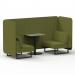 Brixworth 2 Seater Bench Booth With Black Legs And Grey Table With Black Leg In Rivet Fabric - Olive Panels And Sofa SF003427