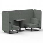 Brixworth 2 Seater Bench Booth With Black Legs And Grey Table With Black Leg In Rivet Fabric - Prime Panels And Sofa SF003428