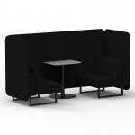 Brixworth 2 Seater Bench Booth With Black Legs And Grey Table With Black Leg In X2 Fabric - Diameter Panels And Sofa SF003432