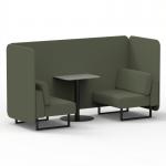Brixworth 2 Seater Bench Booth With Black Legs And Grey Table With Black Leg In Main Line Flax Fabric - Monument Panels And Sofa SF003437