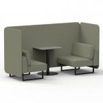 Brixworth 2 Seater Bench Booth With Black Legs And Grey Table With Black Leg In Main Line Flax Fabric - Newbury Panels And Sofa SF003438