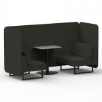 Brixworth 2 Seater Bench Booth With Black Legs And Grey Table With Black Leg In Main Line Flax Fabric - Temple Panels And Sofa SF003439
