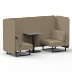 Brixworth 2 Seater Bench Booth With Black Legs And Grey Table With Black Leg In Main Line Flax Fabric - Upminster Panels And Sofa SF003440