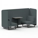 Brixworth 2 Seater Bench Booth With Black Legs And Grey Table With Black Leg In Main Line Flax Fabric - Westminster Panels And Sofa SF003441