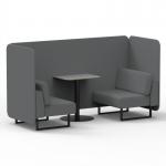 Brixworth 2 Seater Bench Booth With Black Legs And Grey Table With Black Leg In Synergy Fabric - Partner Panels And Sofa SF003446