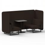 Brixworth 2 Seater Bench Booth With Black Legs And Grey Table With Black Leg In Synergy Fabric - Wed Panels And Sofa SF003447