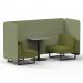 Brixworth 2 Seater Bench Booth With Black Legs And Grey Table With Black Leg In Rivet Fabric - Burnish Panels And Olive Sofa SF003454