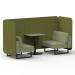 Brixworth 2 Seater Bench Booth With Black Legs And Grey Table With Black Leg In Rivet Fabric - Olive Panels And Burnish Sofa SF003457