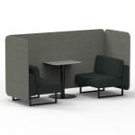 Brixworth 2 Seater Bench Booth With Black Legs And Grey Table With Black Leg In Rivet Fabric - Prime Panels And Crucible Sofa SF003458