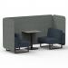 Brixworth 2 Seater Bench Booth With Black Legs And Grey Table With Black Leg In Rivet Fabric - Vitreous Panels And Charcoal Sofa SF003459