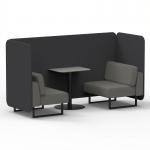 Brixworth 2 Seater Bench Booth With Black Legs And Grey Table With Black Leg In X2 Fabric - Arithmetic Panels And Number Sofa SF003460