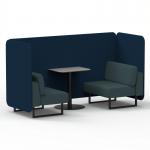 Brixworth 2 Seater Bench Booth With Black Legs And Grey Table With Black Leg In X2 Fabric - Calculus Panels And Polygon Sofa SF003461