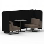 Brixworth 2 Seater Bench Booth With Black Legs And Grey Table With Black Leg In X2 Fabric - Diameter Panels And Theory Sofa SF003462