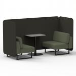 Brixworth 2 Seater Bench Booth With Black Legs And Grey Table With Black Leg In Main Line Flax Fabric - Temple Panels And Monument Sofa SF003469