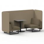 Brixworth 2 Seater Bench Booth With Black Legs And Grey Table With Black Leg In Main Line Flax Fabric - Upminster Panels And Bank Sofa SF003470