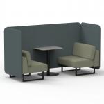Brixworth 2 Seater Bench Booth With Black Legs And Grey Table With Black Leg In Main Line Flax Fabric - Westminster Panels And Newbury Sofa SF003471