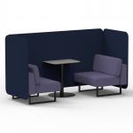 Brixworth 2 Seater Bench Booth With Black Legs And Grey Table With Black Leg In Synergy Fabric - Alike Panels And Order Sofa SF003473
