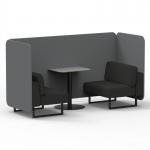 Brixworth 2 Seater Bench Booth With Black Legs And Grey Table With Black Leg In Synergy Fabric - Partner Panels And Mix Sofa SF003476