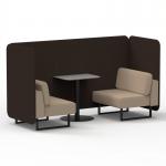 Brixworth 2 Seater Bench Booth With Black Legs And Grey Table With Black Leg In Synergy Fabric - Wed Panels And Affix Sofa SF003477