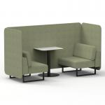 Brixworth 2 Seater Bench Booth With Black Legs And White Table With Black Leg In Rivet Fabric - Burnish Panels And Sofa SF003484
