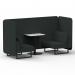 Brixworth 2 Seater Bench Booth With Black Legs And White Table With Black Leg In Rivet Fabric - Charcoal Panels And Sofa SF003485