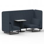 Brixworth 2 Seater Bench Booth With Black Legs And White Table With Black Leg In Rivet Fabric - Crucible Panels And Sofa SF003486