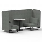 Brixworth 2 Seater Bench Booth With Black Legs And White Table With Black Leg In Rivet Fabric - Prime Panels And Sofa SF003488