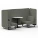 Brixworth 2 Seater Bench Booth With Black Legs And White Table With Black Leg In Rivet Fabric - Vitreous Panels And Sofa SF003489