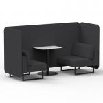 Brixworth 2 Seater Bench Booth With Black Legs And White Table With Black Leg In X2 Fabric - Arithmetic Panels And Sofa SF003490