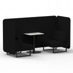 Brixworth 2 Seater Bench Booth With Black Legs And White Table With Black Leg In X2 Fabric - Diameter Panels And Sofa SF003492