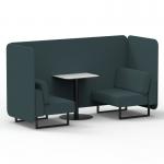 Brixworth 2 Seater Bench Booth With Black Legs And White Table With Black Leg In X2 Fabric - Polygon Panels And Sofa SF003494