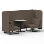 Brixworth 2 Seater Bench Booth With Black Legs And White Table With Black Leg In X2 Fabric - Theory Panels And Sofa SF003495