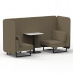 Brixworth 2 Seater Bench Booth With Black Legs And White Table With Black Leg In Main Line Flax Fabric - Bank Panels And Sofa SF003496