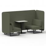 Brixworth 2 Seater Bench Booth With Black Legs And White Table With Black Leg In Main Line Flax Fabric - Monument Panels And Sofa SF003497