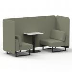 Brixworth 2 Seater Bench Booth With Black Legs And White Table With Black Leg In Main Line Flax Fabric - Newbury Panels And Sofa SF003498