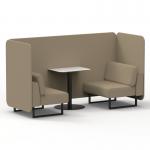 Brixworth 2 Seater Bench Booth With Black Legs And White Table With Black Leg In Main Line Flax Fabric - Upminster Panels And Sofa SF003500