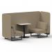 Brixworth 2 Seater Bench Booth With Black Legs And White Table With Black Leg In Main Line Flax Fabric - Upminster Panels And Sofa SF003500