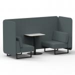 Brixworth 2 Seater Bench Booth With Black Legs And White Table With Black Leg In Main Line Flax Fabric - Westminster Panels And Sofa SF003501