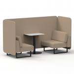 Brixworth 2 Seater Bench Booth With Black Legs And White Table With Black Leg In Synergy Fabric - Affix Panels And Sofa SF003502