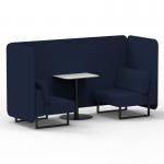 Brixworth 2 Seater Bench Booth With Black Legs And White Table With Black Leg In Synergy Fabric - Alike Panels And Sofa SF003503